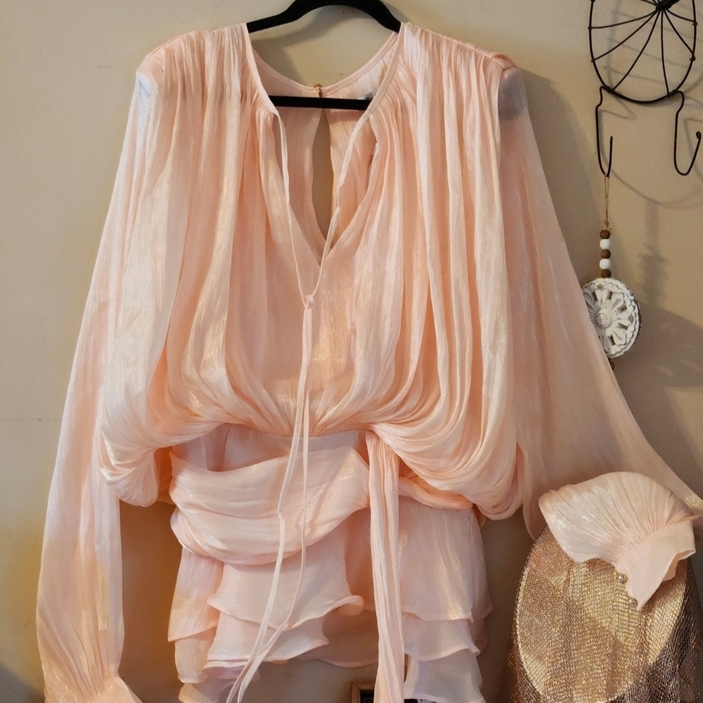 Nwt Elegant Peach Blouse With Shorts